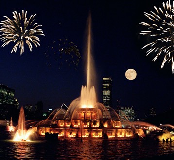 Chicago Buckingham Fountain at night